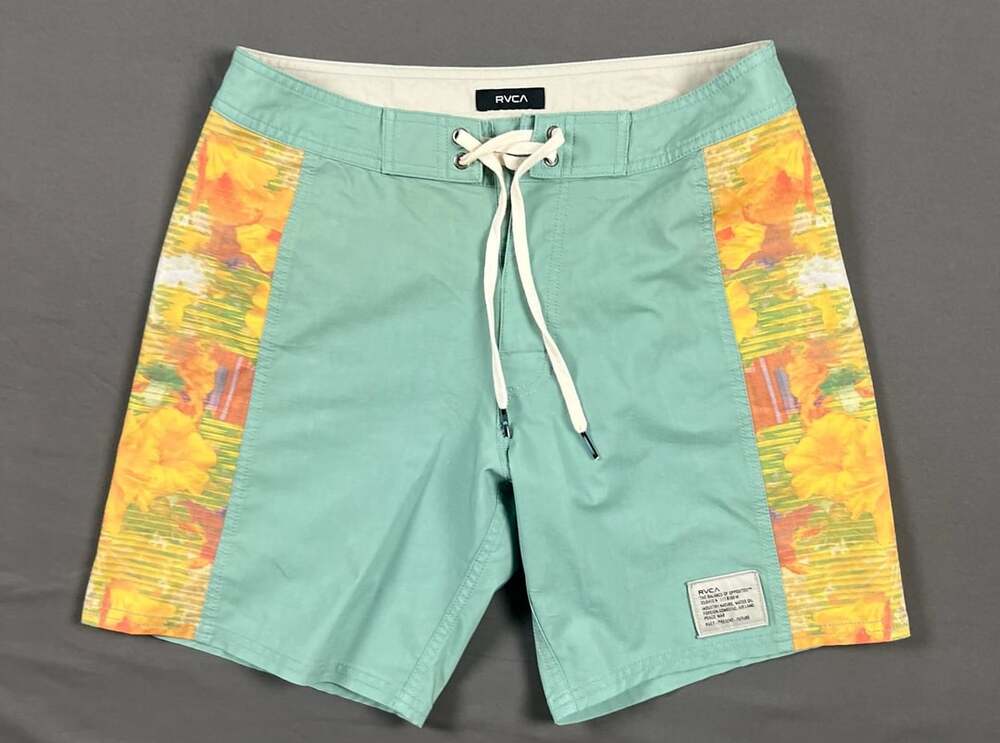 RVCA Men's Cut Palm Trunk Board Shorts Size 29 Green Haze Floral
